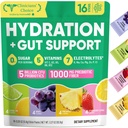 Venture Pal 2-in-1 Hydration Packets + Gut Health Electrolytes Powder - 7 Electrolytes & 5 Vitamins, Probiotics - Sugar Free Liquid Daily IV Drink Mix for Dehydration Relief | Non-GMO | 16 Sticks
