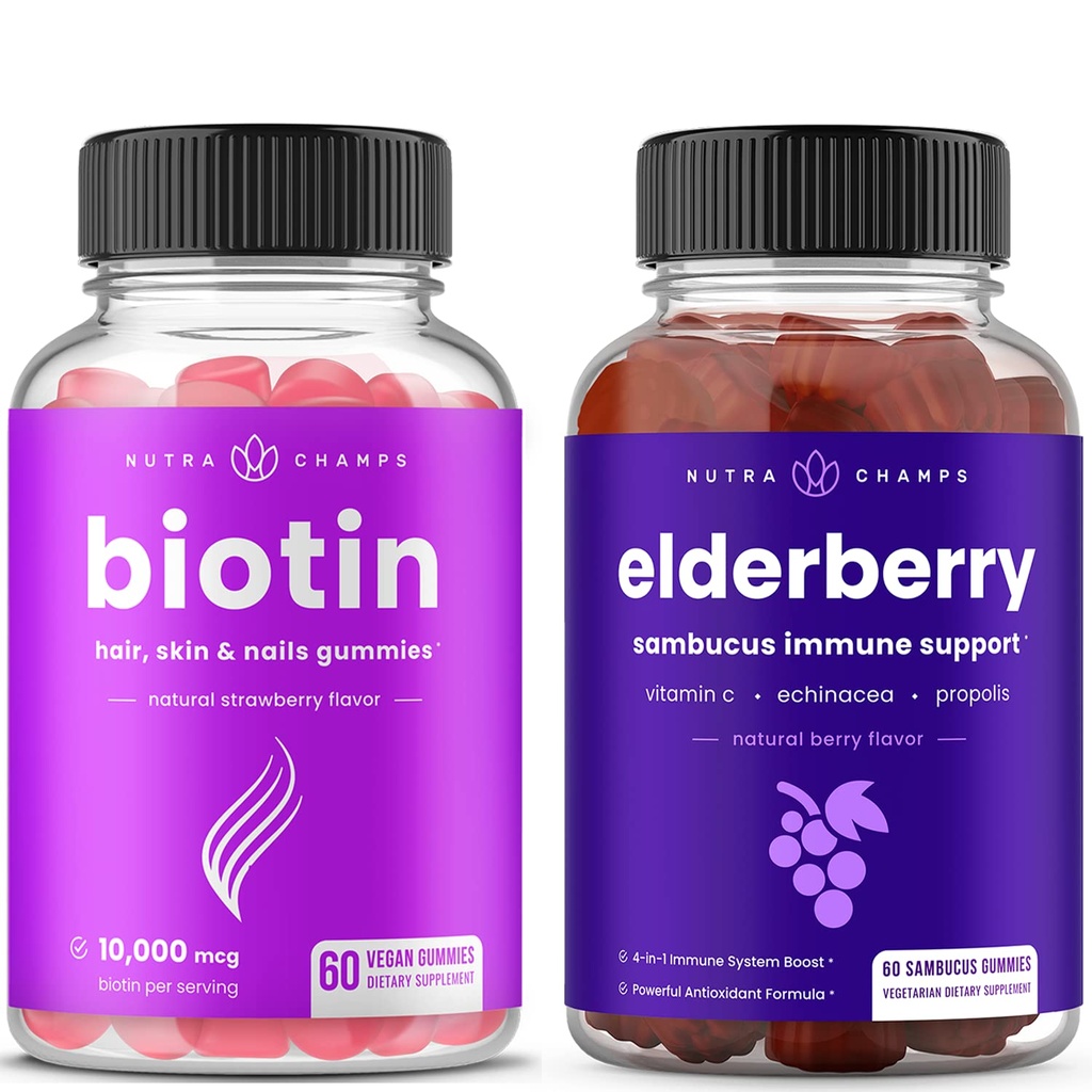 NutraChamps Biotin Gummies og Elderberry Gummies Bundle