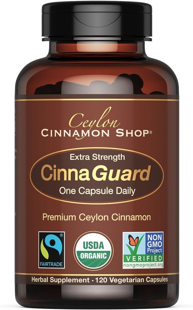 Ceylon Cinnamon Shop CinnaGuard ™ Organic Cylon Cinnamon Supplement 250 mg per kapsel124; Ekstra styrke