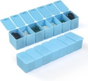Ugentlig Lille Pill Organizer, 7 dages Pill Case, Daily Vitamin Case Medicine Box, Pill Containers for Medicine Supplements Fish Oil (2Pcs, Blå)