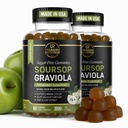 Soursop Blade & Soursop Fruit Gummies - 3000mg Soursop Extract - 2 Pack Graviola Supplement - Soursop Frugt og Leaf - 120ct - Sukkerfri - Gluten Free - Non-GMO - Vegansk Friendly