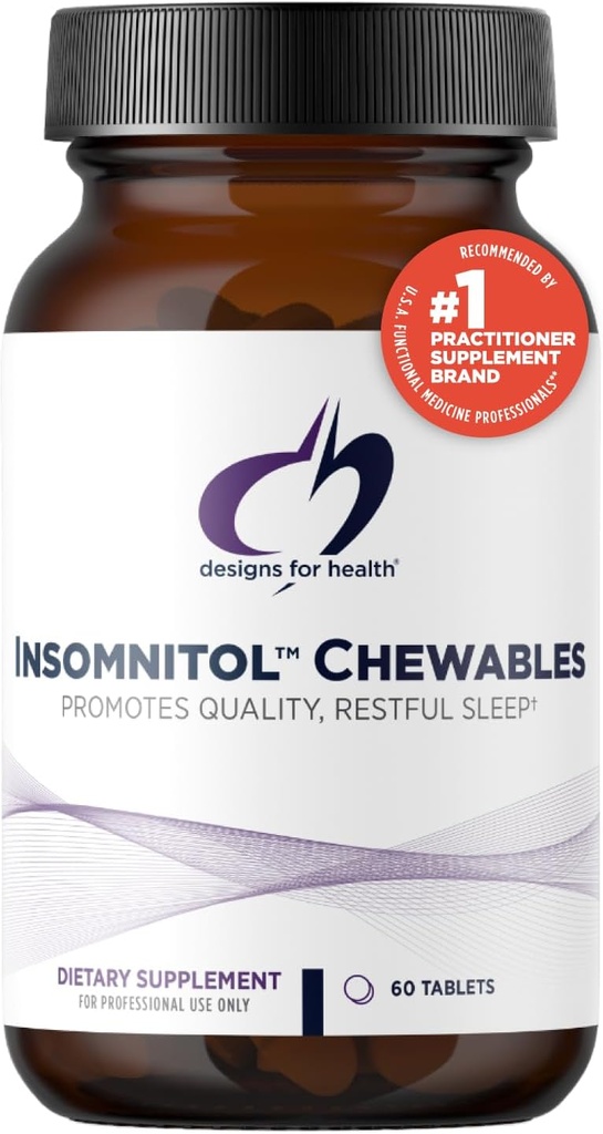 Design for sundhed Insomnitol Chewables - Chewable Melatonin - 200mg L- Theanin, 5- HTP, B6-vitamin + Inositol - lækker Lemon Flavored Supplement - Vegan (60 tabletter)