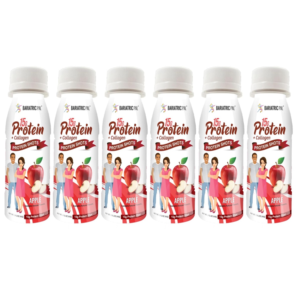 BariatricPal 15g Ready-to-Drink Whey Protein & Collagen Shots - Apple (6 Bottles)
