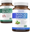 Bundle of Thyroid Support & Sea Moss - Sea Moss Thyroid Care Pack - Thyroid Support med jod (120 Caps) & Irish Sea Moss Capsules - Raw Vegan Supplement med BioPerine (non-GMO & Organic)