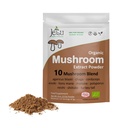 Mushroom Extract Powder - Kraftfuld 10 Blend, Organic Lions Mane, Cordyceps, Reishi, Shiitake, Tyrkiet Tail Mushrooms Nootrop Brain Supplement for Energy, Calm, Focus & Immunsystem Booster