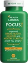 Health Logics Focus! - Brain Supplement for Memory, Clarity, Koncentration med Cholin, Ginkgo Biloba, Alpha GPC, Phosphatidylserin, Bacopa Monnieri l 60 Capsules l Non- GMO