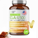 Renhed Labs CLA Kosttilskud 4500MG - non-GMO saflor Oil - Understøtter energi, vægttab, hjerte sundhed, og muskel sundhed - 180 Bløde gelé