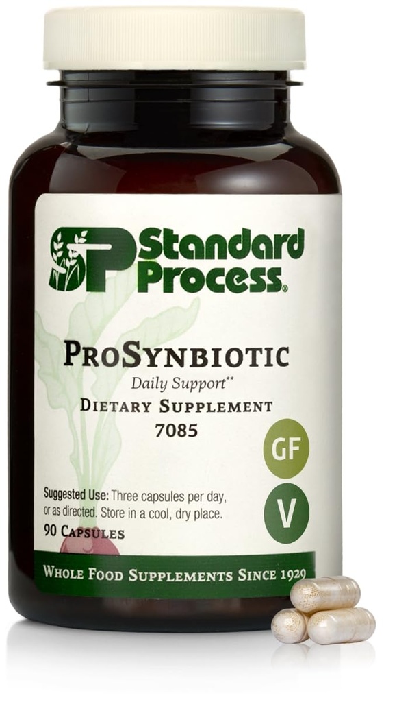 Standard Process ProSynbiotic - hel food tarm, immunforsvar, fordøjelse og fordøjelsessygdomme med Bifidobacterium, Chicory Root, Lactobacillus Acidophilus, og Inulin - Vegetar - 90 Kapsler