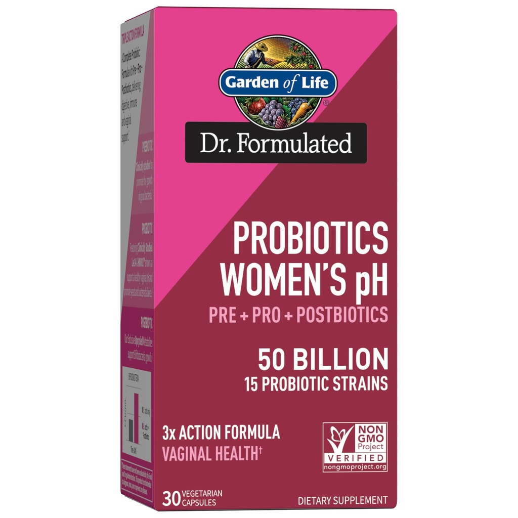 Livets have Dr. Formulerede Dame pH Probiotika 50 Millioner CFU, Pre + Pro + Postbiotika - fordøjelses-, immun- og vaginalstøtte, Kartoffel, Acacia, Postbiotiske Metabolitter, 30 dages forsyning