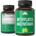 Methylerede multivitamin + methylerede B-komplekser. Med trimethylglycin (TMG), L Methylfolfolat, methyl B12 + B1 + B2 + B6 Vitamin + cholin. MTHFR Supplement for kvinder og mænd. Veganske kapsler