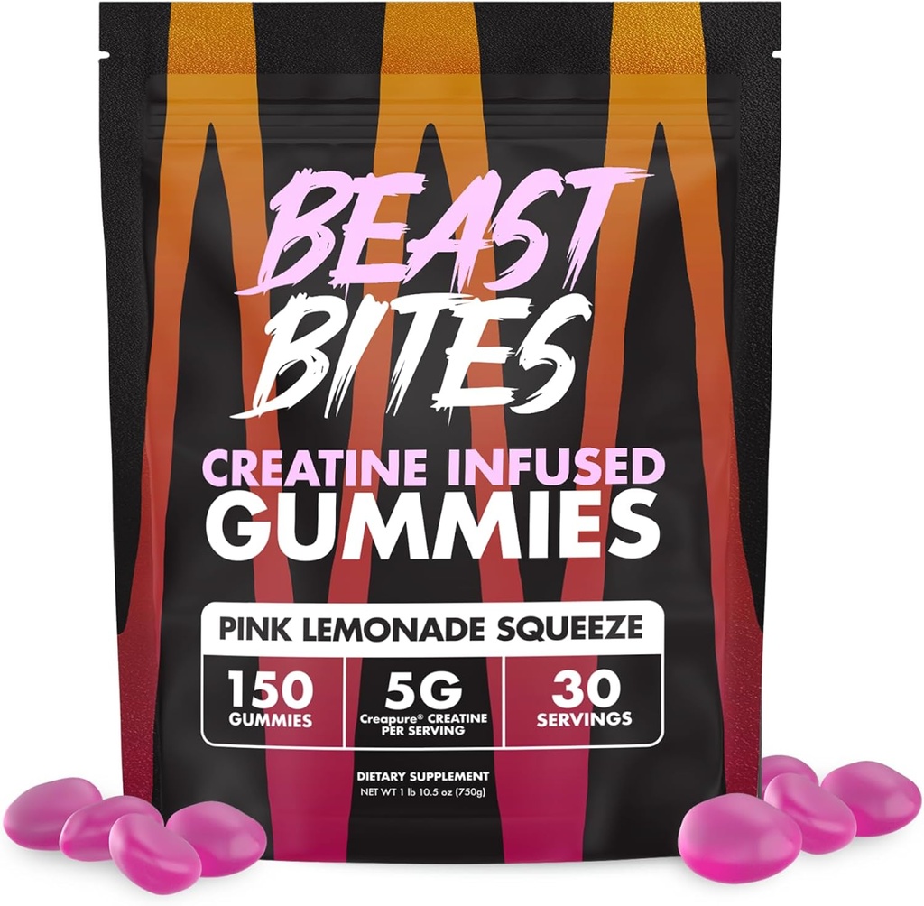 BEAST BITES - Creatin Infunded Gummies - 5g Creapure Creatine Monohydrat Per Serving - NSF Certified for Sport - 30 Servere
