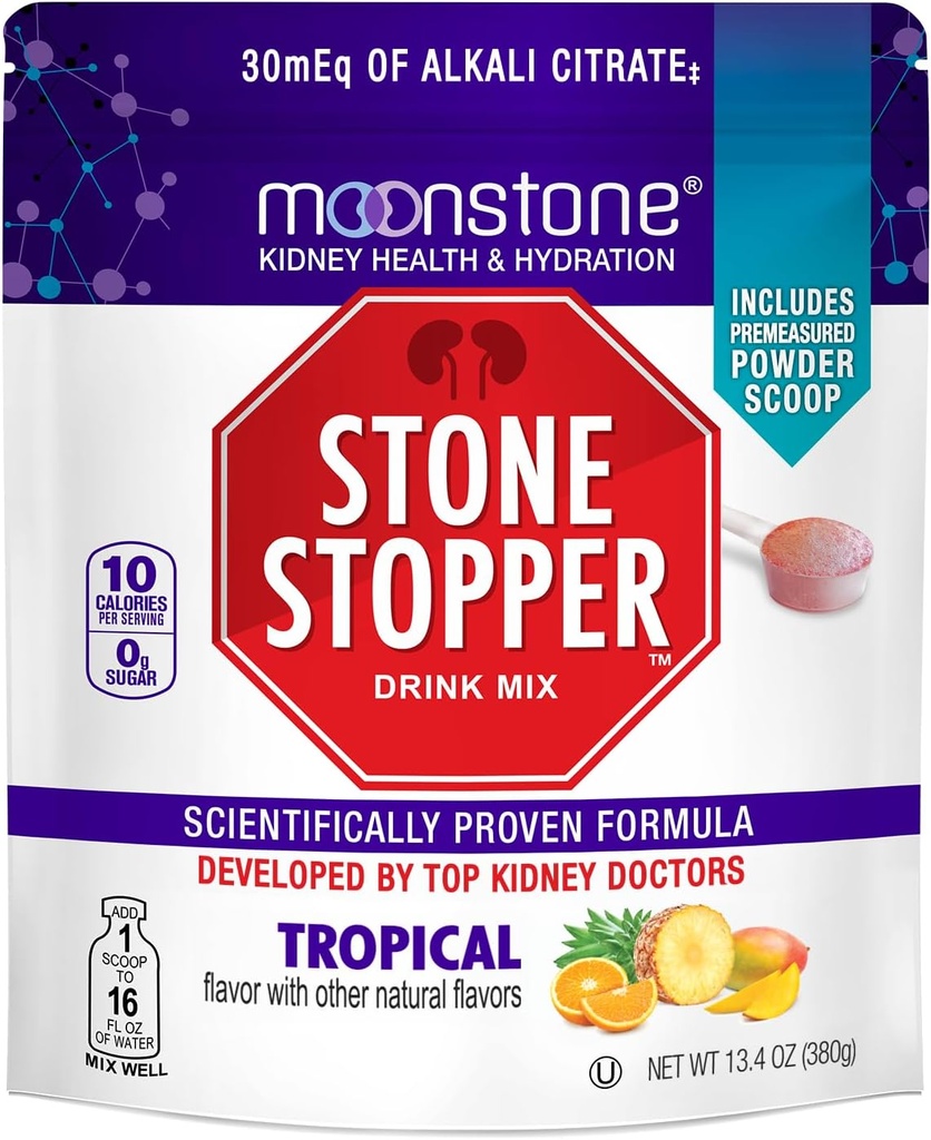 Stone Stopper Drink Mix, Tropical, Nyre Stone Prevention, Calcium Oxalate Protector, Alkali Citrate Support, Udviklet af Urologer til at forbedre hydrering og support Nyre Sundhed, 30 dages forsyning
