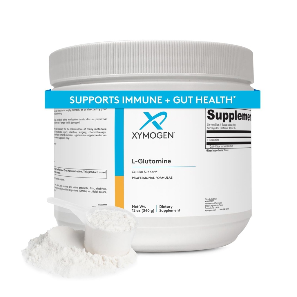 XYMOGEN L- Glutamin Powder supplement - fremmer cellular, immunsystem + Gut Health - Understøtter muskelmasse retention, 400mg L- Glutamin Per Servering (12 oz / 85 Servering)