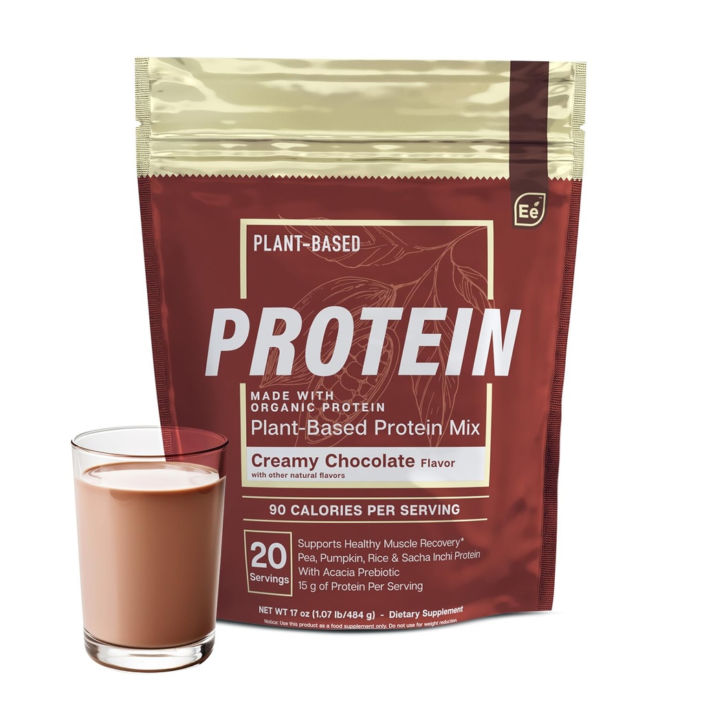 Essentielle elementer Pea Protein Powder - Cremet Chokolade Buddy 124; Low- carb Plant- Based Vegan Blend - Keto- Friendly and Gluten- Gratis Buddy 124; 20 Servere, 17 oz
