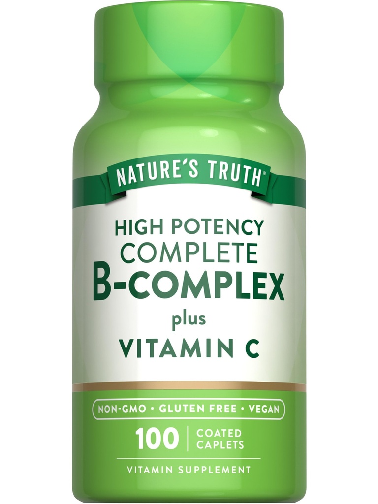 Nature 's Truth Vitamin B Complex Plus C-vitamin 124; 100 Caplets Name 124; Vegan, Non- GMO & Gluten Free Supplement