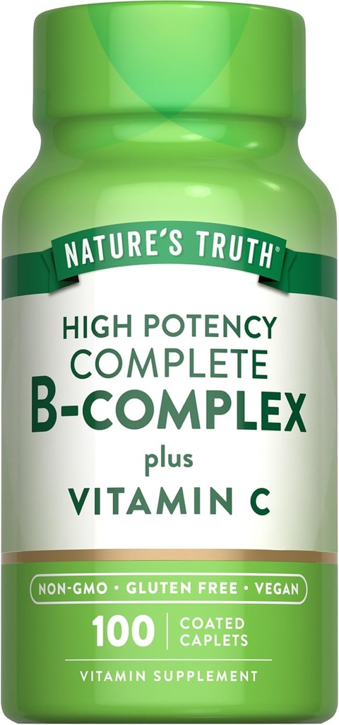 Nature 's Truth Vitamin B Complex Plus C-vitamin 124; 100 Caplets Name 124; Vegan, Non- GMO & Gluten Free Supplement