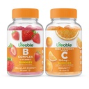 Lifeable B Complex + C-vitamin 750mg, Gummies Bundle - Great Tasting, Vitamin Supplement, Gluten fri, GMO fri, tyggetabletter
