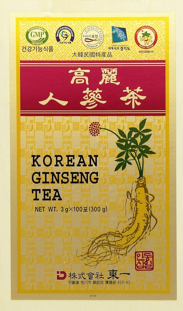Koreansk Ginseng Tea i træ sag 0.10oz (3g) x 100 Pakninger
