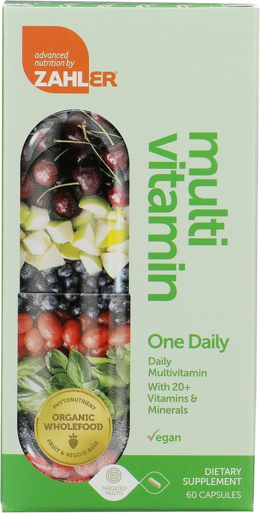 Zahler - One Daily Vegan Multivitaminer til kvinder og mænd (60 Greve) Kosher Multivitamin - Essentielle vitaminer og mineraler med hele fødevarer Spectra Blend - Vegetarisk og Vegan Vitamin til voksne
