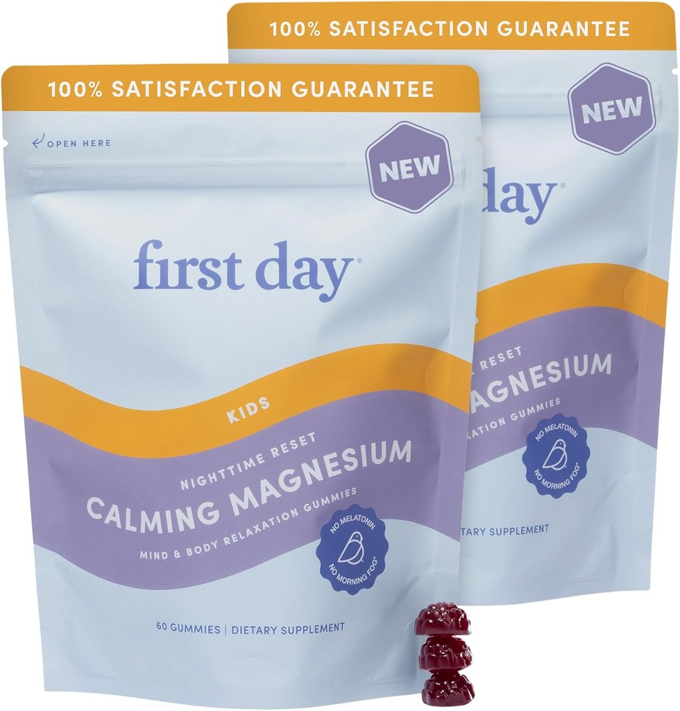 1. DAG Magnesium for børn Gummies - Rolig Kids Magnesium Citrate Gummies til støtte søvn & afslapning - Sengetid tillæg med suntheanine ® L- Theanine, NO Melatonin - Jordbær - 30-dages levering