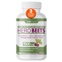 Gade Nutrition Hero Beets - Beet Root Capsules 1500mg - Organic Beet Root Powder + C-vitamin Zink, Elderberry, Pomegranat, Grape Seed Extract - 3 Måneders Supply
