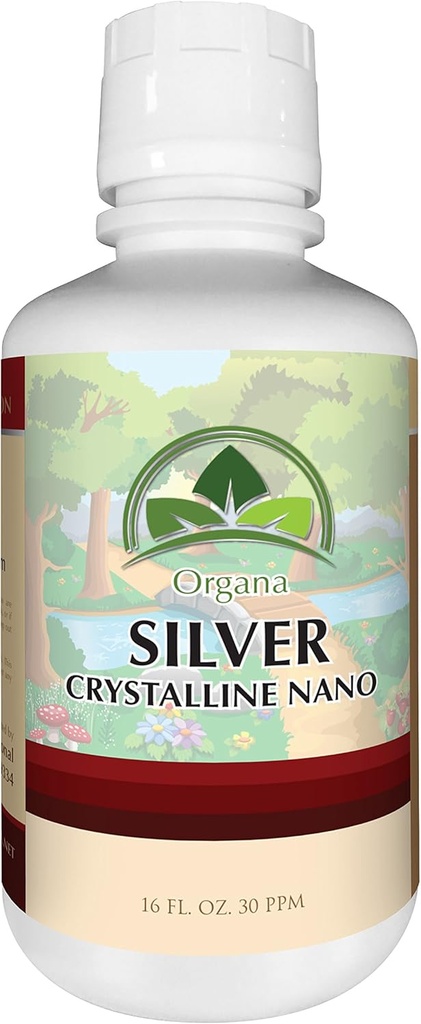 Organa Krystallinsk Nano Colloidal Sølv - Ultra Pure Silver Liquid til immunforsvar - Ultimate Bio Active Supplement Solution - Plata Coloidal - 16 Ounces - 30 PPM