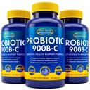 Nutrition Essentials Probiotika til kvinder og mænd med naturlig Lactase Enzyme & Prebiotic Fiber til fordøjelse - 80procent + stærkere supplement til Gut Health Support - 3 Tæl på 60 tabletter