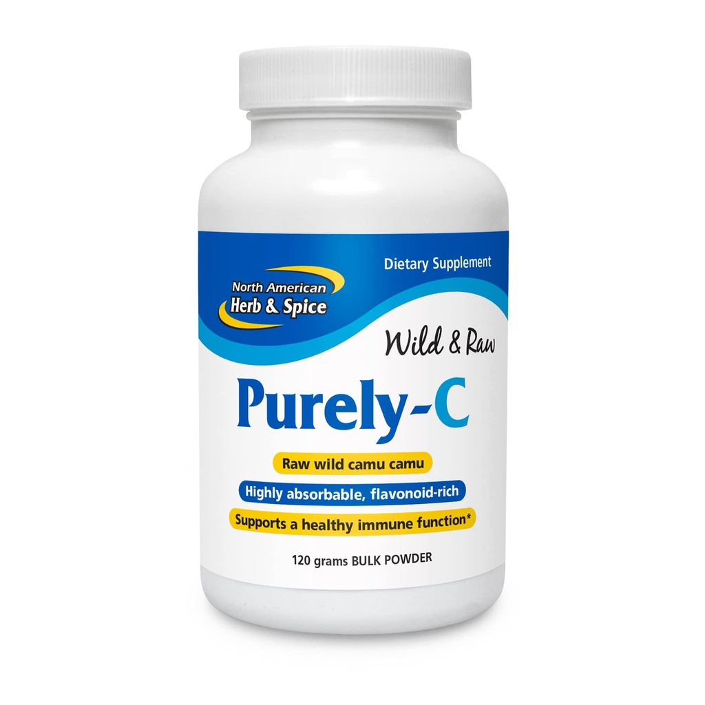 NORTH AMERICAN HERB & SPICE Purely-C - 120g Bulk Powder - Raw, Whole Food Vitamin C - Healthy Immune Function - Highly Absorbable, Flavonoid-Rich - Non-GMO - 40 Servings
