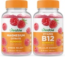 Lifeable Magnesium + Vitamin B12, Gummies Bundle - Great Tasting, Vitamin Supplement, Gluten fri, GMO fri, Chewable Gummy
