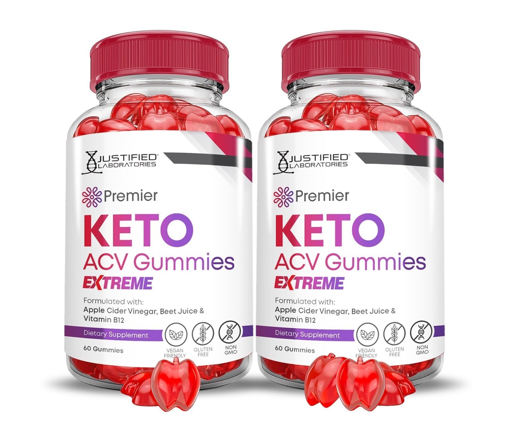(2 Pack) Premier Keto ACV Gummies Extreme 2000MG Premier Keto Gummies Apple Cider Vinagar Formuleret med Pomegranat Beet Juice Powder B12 Vegan Non GMO 120 Gummys