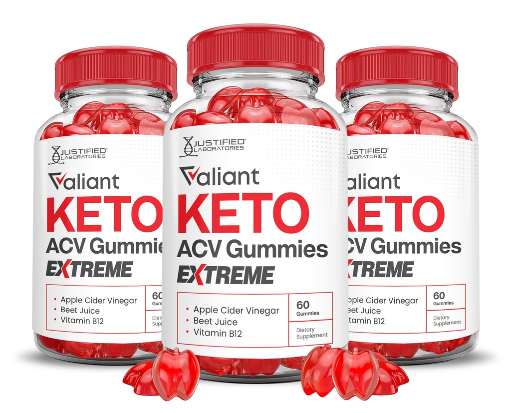 (3 Pack) Valiant Keto ACV Gummies Extreme 2000MG Valant Keto Gummies Apple Cider Vinciate Formuleret med Pomegranate Beet Juice Powder B12 Vegan Non GMO 180 Gummys