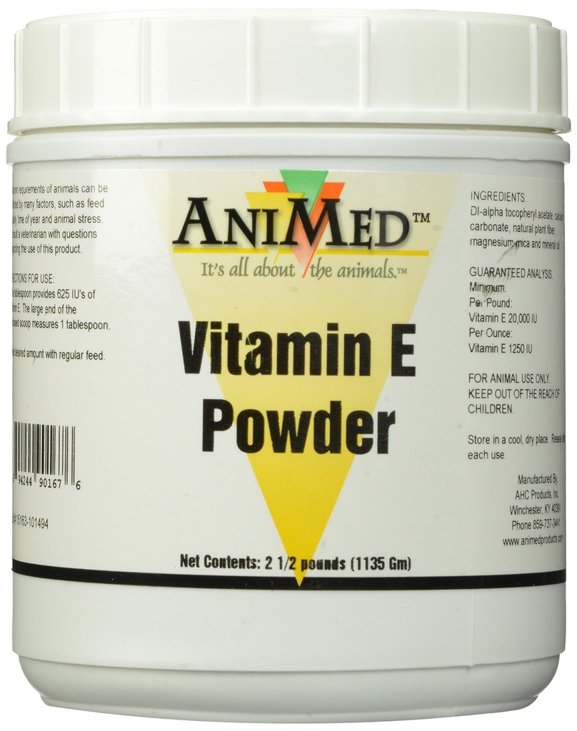Animed E-vitamin pulver supplement til heste, 2,5-pund