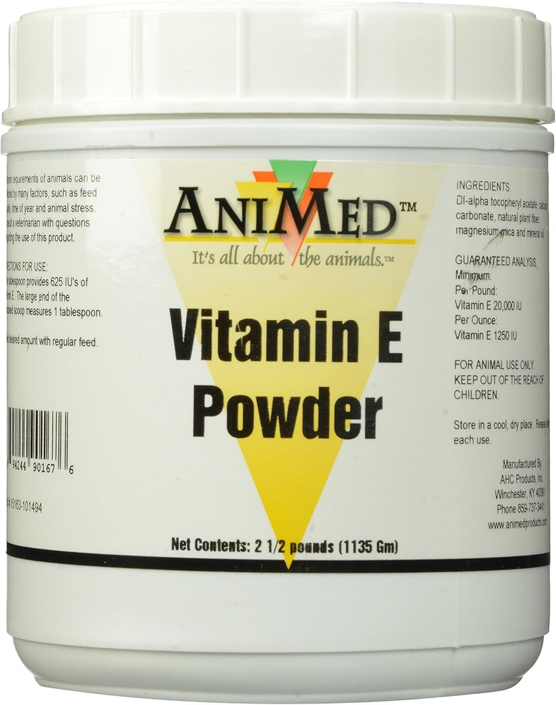 Animed E-vitamin pulver supplement til heste, 2,5-pund