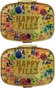 AmyZone Metal Pill Organizer Travel Friendly Portable Compact Pill Box Cute Pill Case to Hold Vitaminer / Tylenol / Fish Oil / Supplements / Meds / Tablet til Purse / Pocket (Happy Pills 2 stk med spejl indeni)