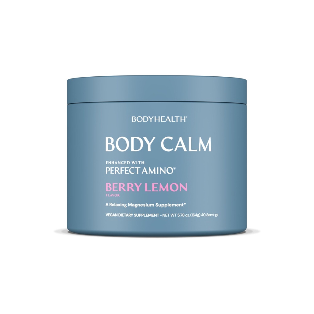 BodyHealth krop rolig forbedret med PerfectAmino, høj absorption Magnesium supplement til mænd og kvinder, Magnesium pulver til søvn, Berry Lemon (40 Servere)