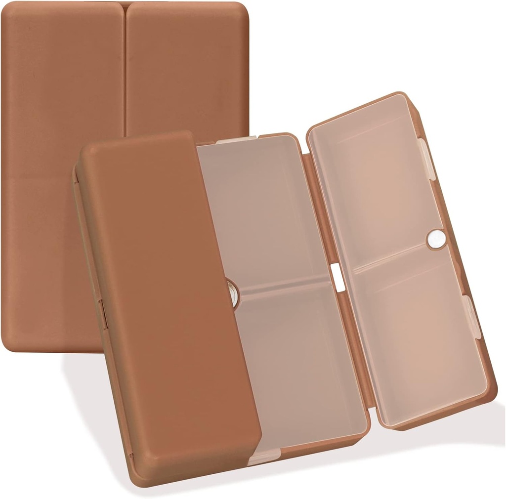 FIM Daily Pill Organizer, 7 afdelinger Portable Travel Pill Case, [Folding Design] for Purse Pocket til at holde vitaminer, torsk leverolie, kosttilskud og medication- Brown