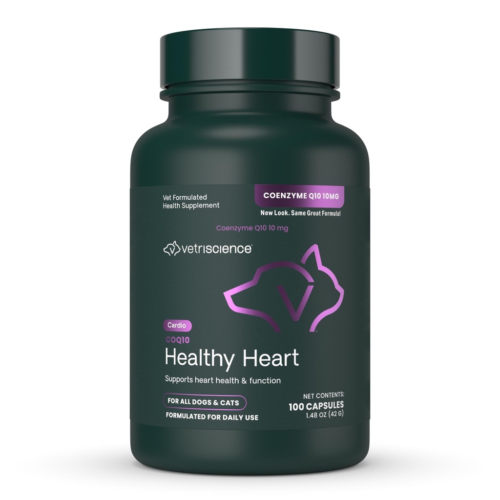 Vetri-Science VETRISCIENCE Coenzyme Q10 for Dogs and Cats, 10mg, 100 Capsules - Cardiovascular and Gum Health CoQ10 Supplement for Pets