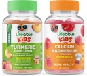 Lifeable Gurkemeje Kids + Calcium Magnesium Kids, Gummies Bundle - Great Tasting, Vitamin Supplement, Gluten Free, GMO fri, Chewable Gummy