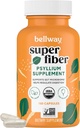 Bellway Super Fiber Kapsler - USDA Organic Psyllium Husk Kapsler - Daily Psyllium Husk Fiber Supplement for fordøjelse sundhed og regelmæssighed - Plant baseret, Non- GMO, Kosher - 160 Kapsler