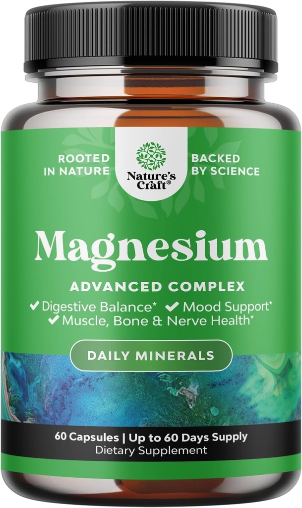 Høj Absorption Magnesium Complex supplement - Magnesium oxide 500mg med Citrate 500mg til søvn og mood support - Pure Citrate per servering til muskel mave og fordøjelse