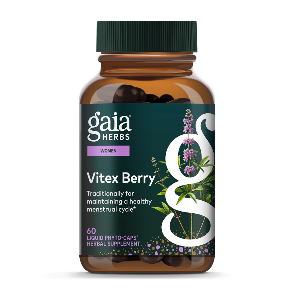 Gaia Herbs Vitex Berry - Understøtter Hormone Balance & Fertilitet hos kvinder - 60 Vegansk flydende Phyto- kapsler (30-dages forsyning)