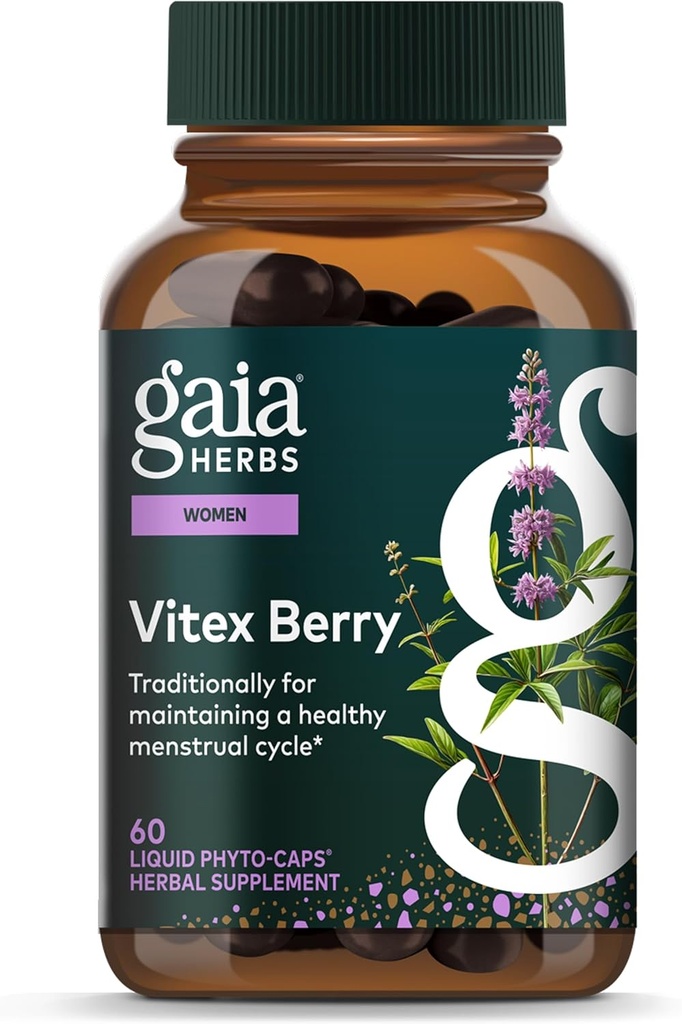 Gaia Herbs Vitex Berry - Understøtter Hormone Balance & Fertilitet hos kvinder - 60 Vegansk flydende Phyto- kapsler (30-dages forsyning)