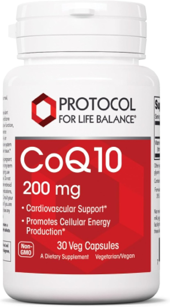 Protokol CoQ10 200 mg - for hjerte sundhed * - hjertetilskud til mænd og kvinder * - Vegan & non- GMO - 30 Veg kapsler
