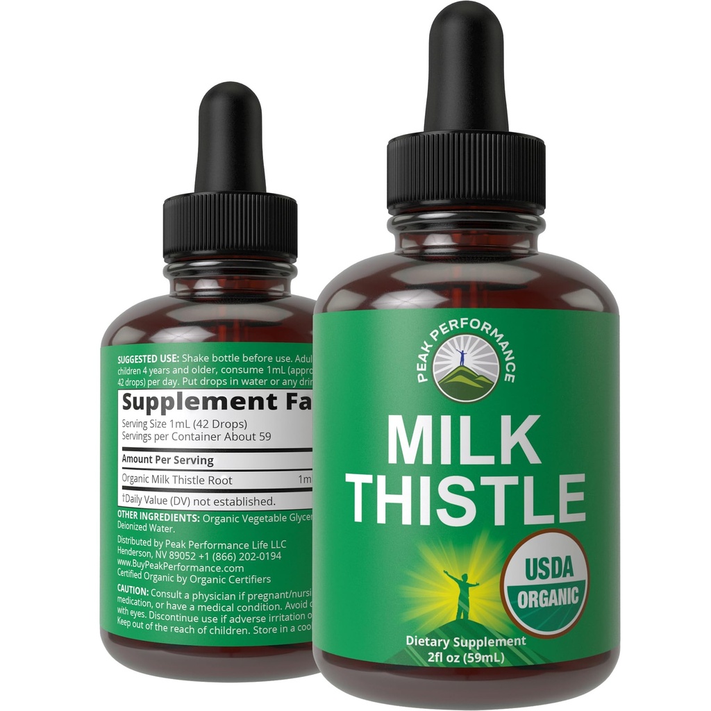USDA Organic Milk Thistle Extract Vegansk flydende dråber. Lever Detox Herbal supplement. Zero Sugar, god til fordampning og en rengøring. Ren økologisk mælk tidsel tinktur Kosttilskud til kvinder og mænd