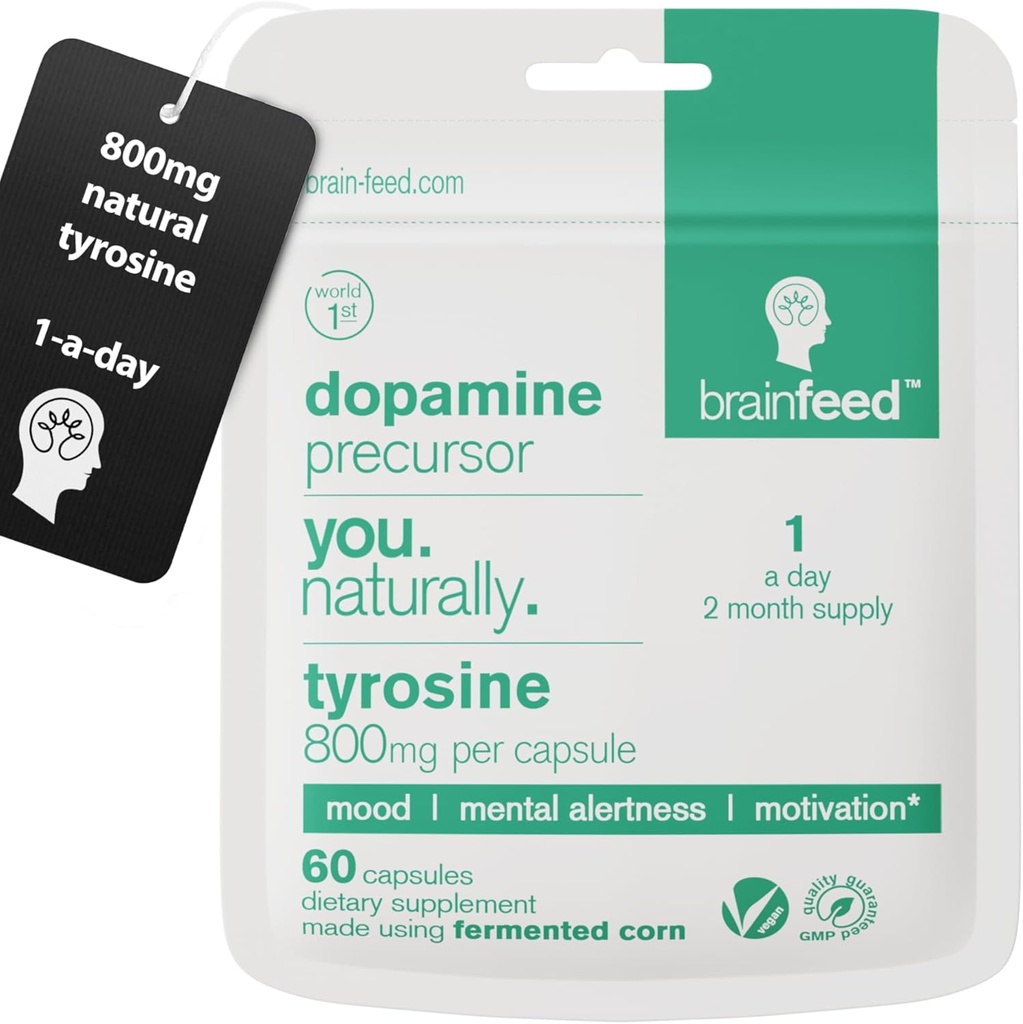 Dopamin Kosttilskud: 124; 800mg l- tyrosin supplement: 124; Natural Dopamin Booster For Focus, Energy, Alertness & Motivations - 124; 60 kapsler: 1 om dagen: 124; Dopamin Brain Food Supplement: 124; thyreoideastøtte