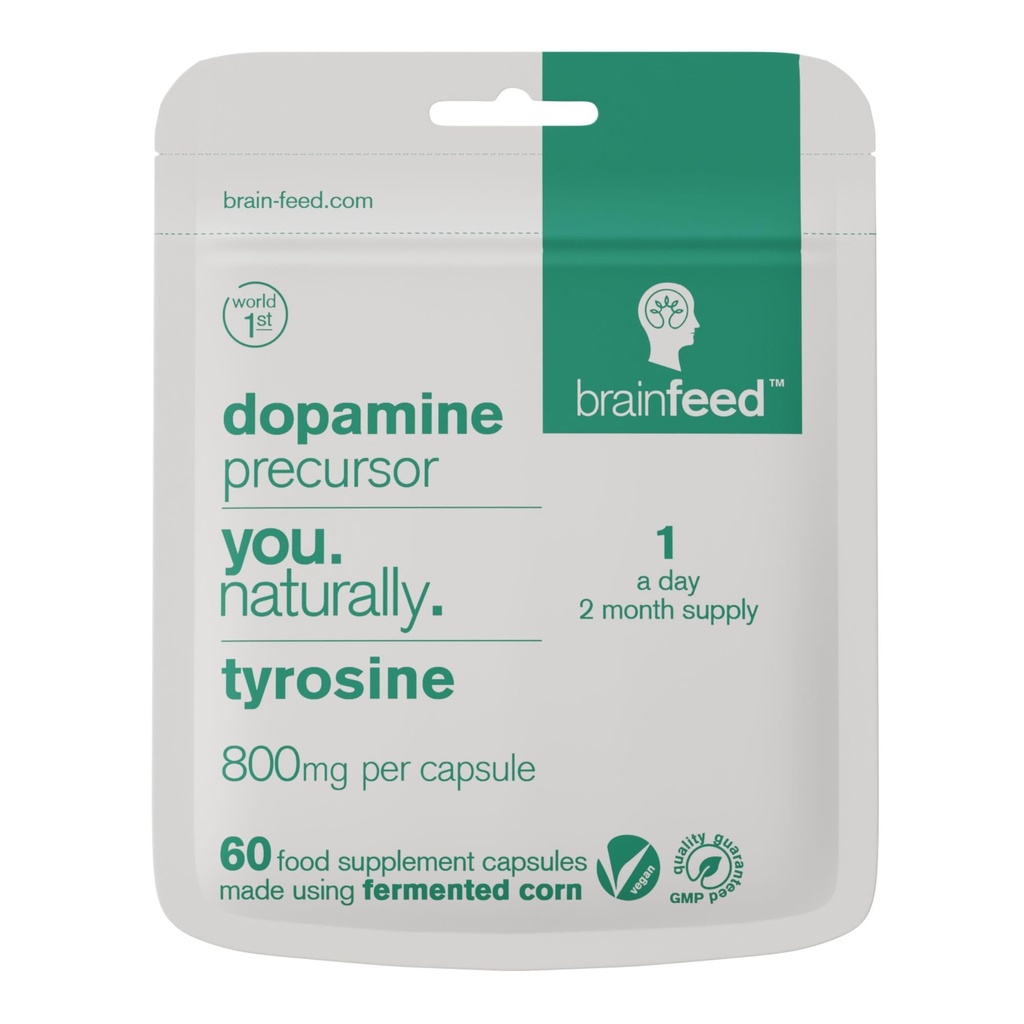 Dopamine Supplements (60) | High Strength Dopamine Booster | 800mg l-tyrosine per Capsule 1-a-Day | Dopamine Brain Food Alertness, Focus & Motivation | 2-Month Supply | Vegan