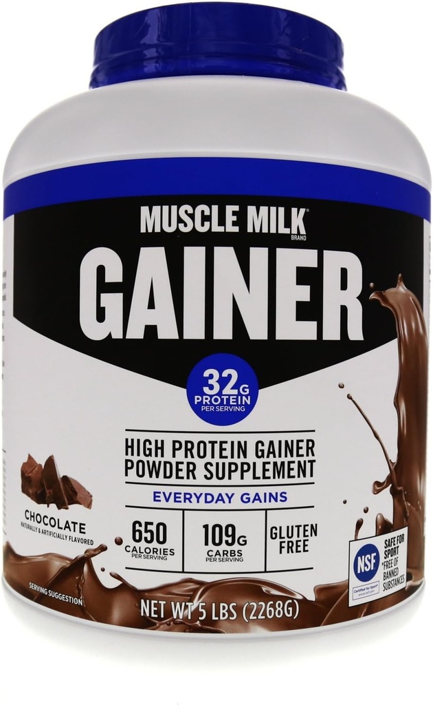 Muskelmælk Gainer Protein Powder, Chocolate, 32g Protein, 5 Pund