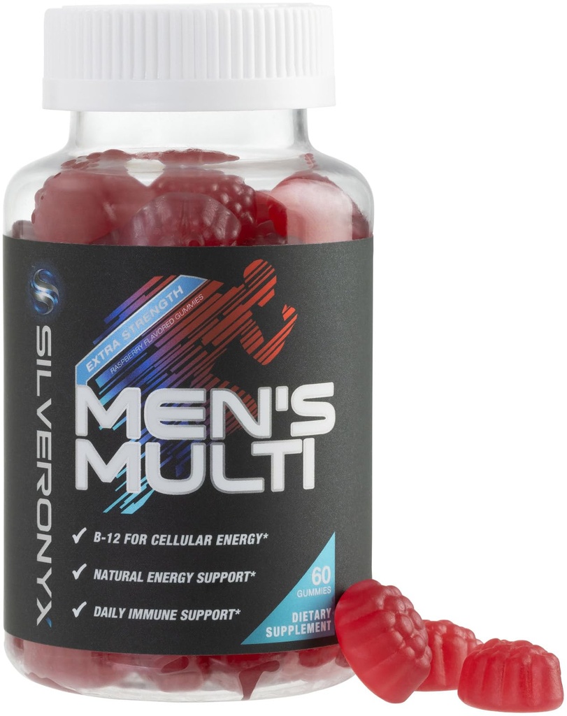 Multivitamin til mænd - Komplet daglige Herre Multivitamin Gummies med D-vitamin, B-vitaminer, zink & mere - Energi, hukommelse, Focus & immunforsvar - 13 essentielle vitaminer og mineraler - 60 kapsler