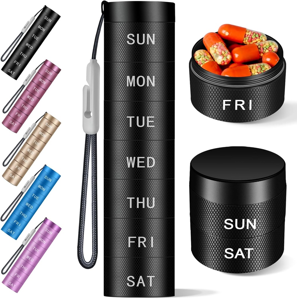 Aluminium Travel Pill Organizer, Ugentlig Metal Pill Case, Pill Holder, Fugt Bevis Vandtæt Daily Pill Box 7 Dag, Stor Pill Container til at holde vitaminer, Medicin, Kosttilskud