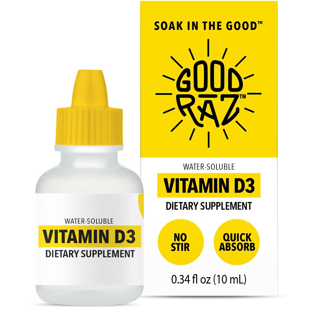 D3- vitamindråber til voksne 4- måneders forsyning - Vandopløselige flydende D-vitamin, ikke-GMO, Kosher supplement - let at Absorb, Ingen rør, Flavorless D3 Væske til mad eller drikke